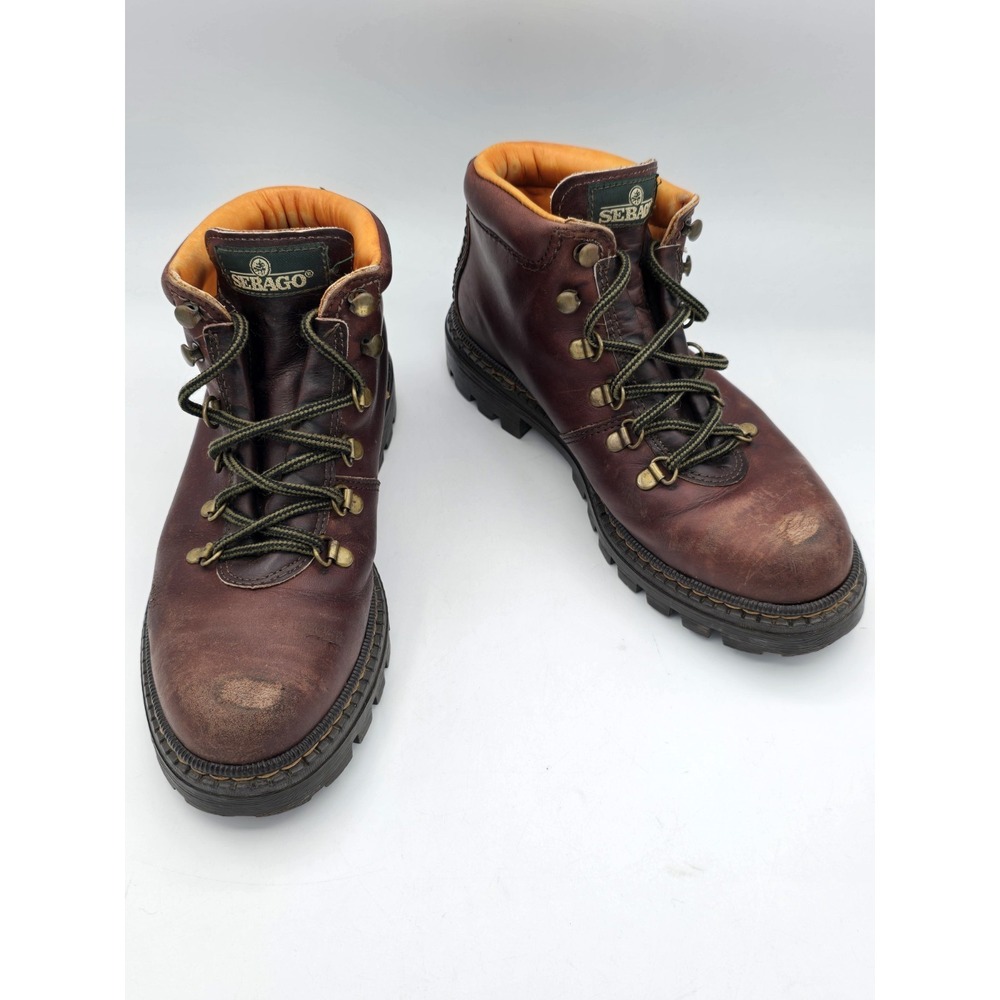 Vtg Sebago Drysides Women's 7.5 Brown‎ Leather Lug Sole Hiking Boots Made In USA